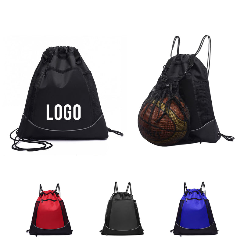 Drawstring Backpack With Basketball Net Pocket