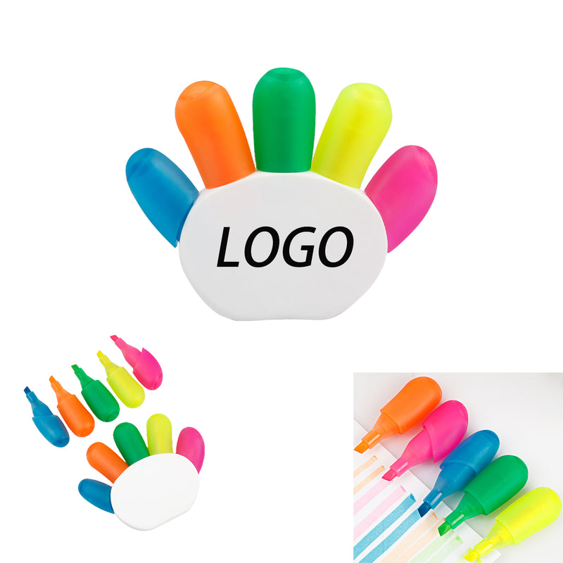 Palm-Shaped 5-Color Highlighters