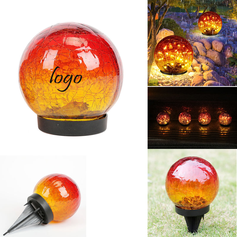 Garden Solar Gradient Red Crack Glass Light