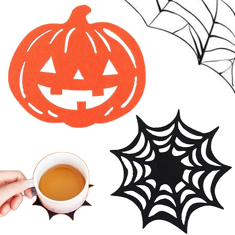 Felt Pumpkin Spider Web Coaster