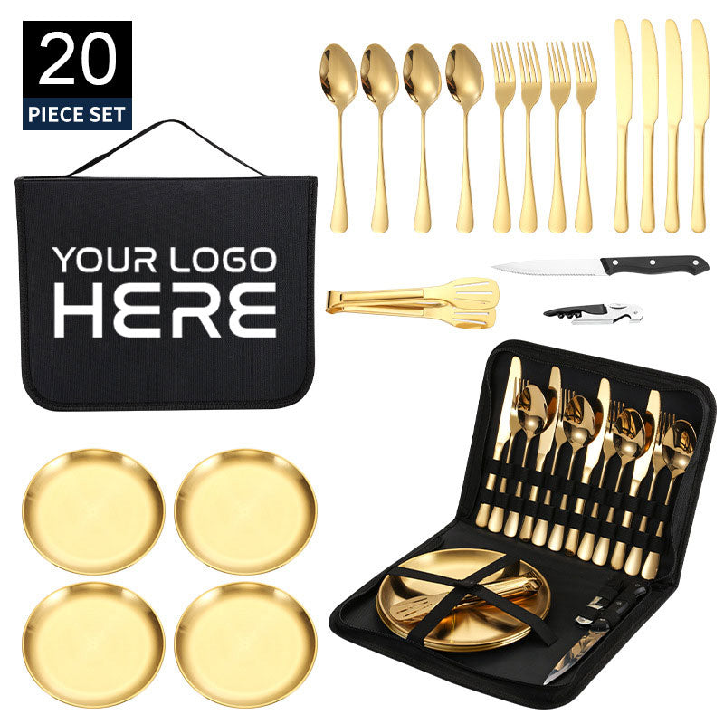 Picnic Silverware Set Gold