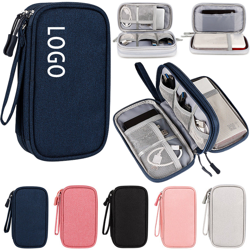 Portable Double Layer Electronic Data Cable Storage Bag