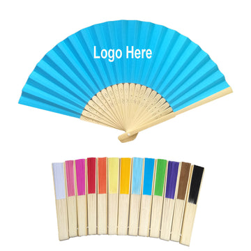 8.2" Folding Advertising Paper Bamboo Fan