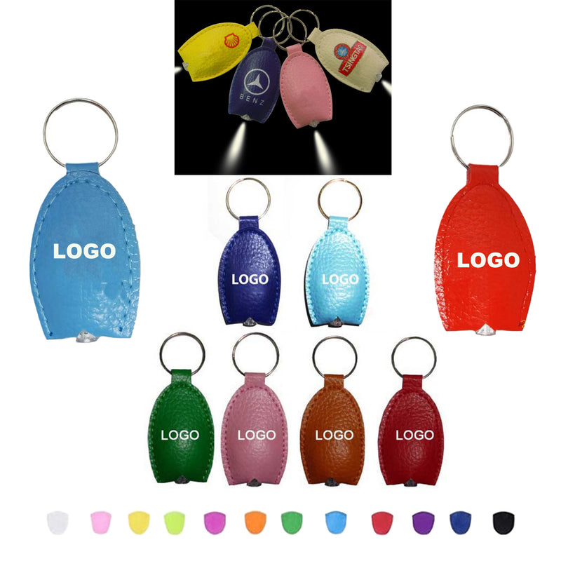 Pu Leather Led Flashlight Keychain