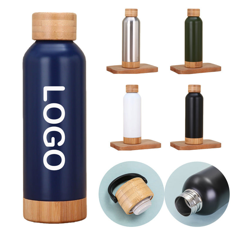 17Oz Bamboo Vacuum Insulated Bottle With Carry Handle