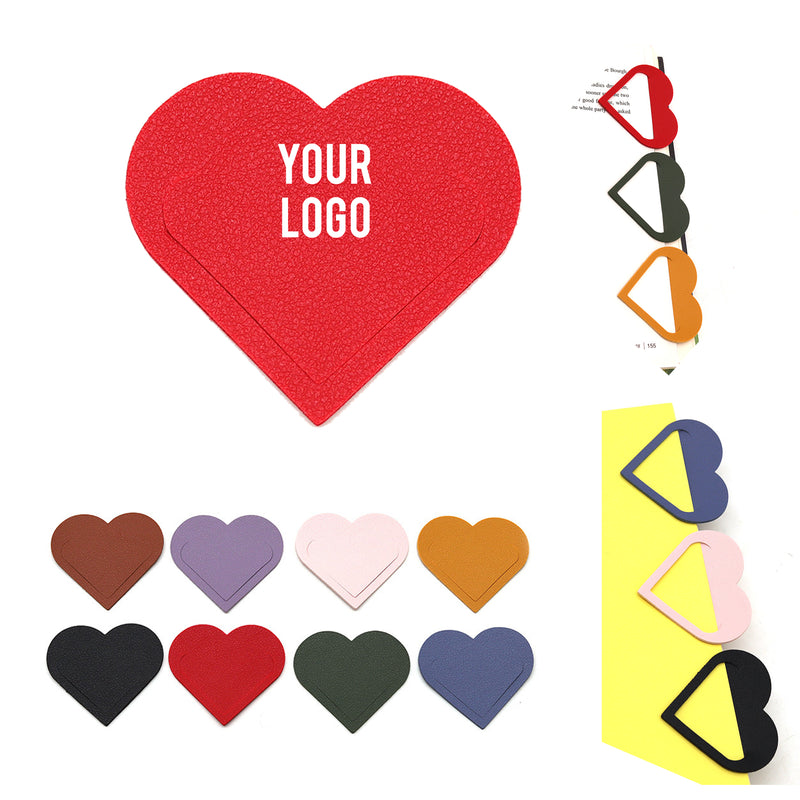PU Leather Heart-Shaped Bookmark