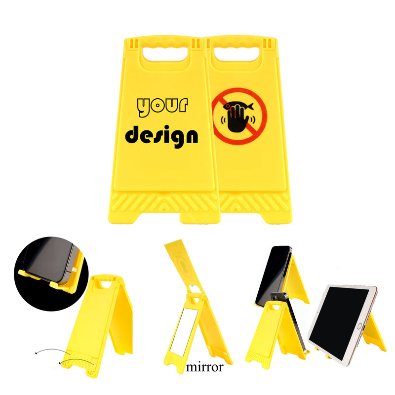 Portable With Mirror Warning Sign Shaped Cell Phone Holder