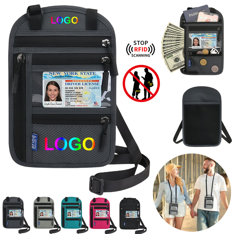 RFID Blocking Passport Holder Neck Wallet