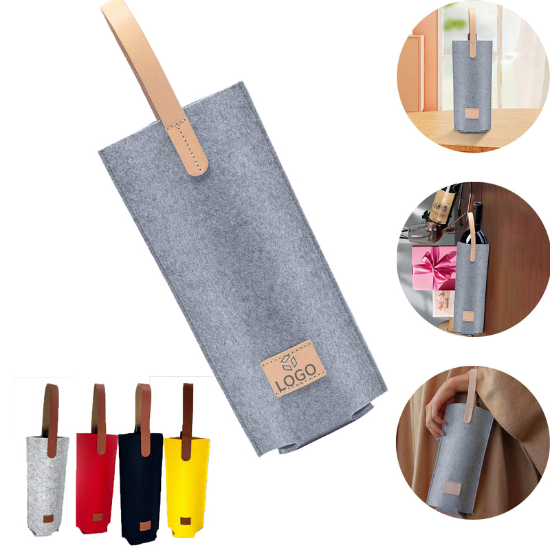 Felt Wine Glass Bottle Bag W/Handle