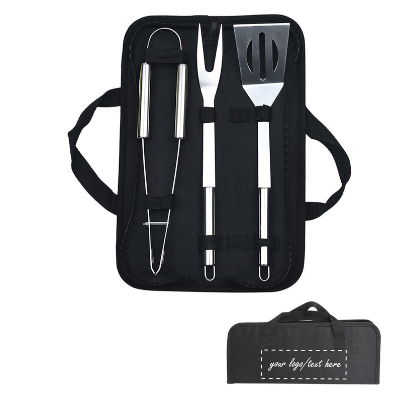 3 Piece Stainless Steel Grill Tool Set With Storage Bag