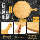 6" Round Bamboo Cutting Board with Handle Pizza Peel