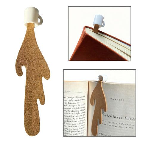 Coffee Spill Shaped Leather Bookmark