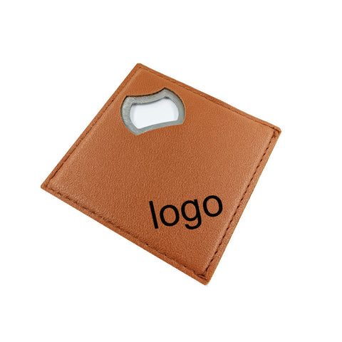 Leather-Covered Metal Coaster Bottle Opener
