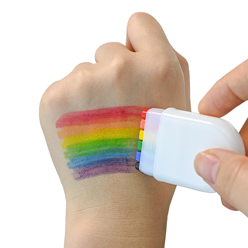 6 Color Fan Brush Pride Rainbow Face Paint Stick