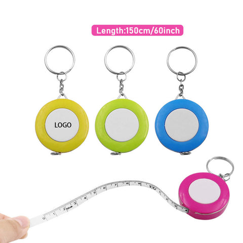 60" Mini Candy Color Retractable Measuring Tape W/Keychain