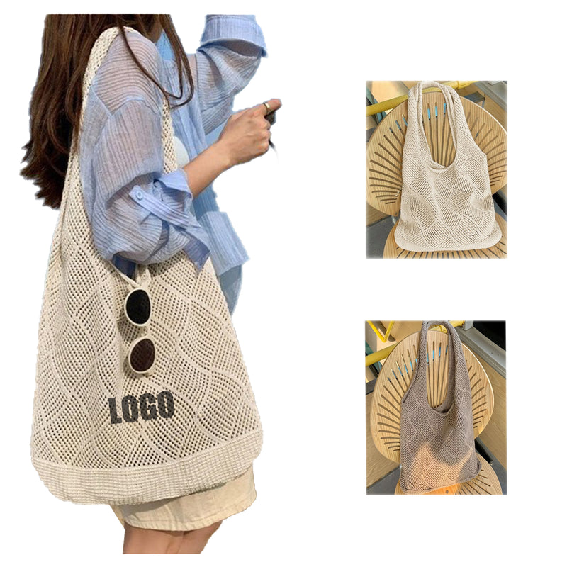 Single Shoulder Solid Color Knitted Bag