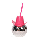 Disco Ball Hat Cup: Glittering 20oz Tumbler with Straw