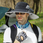 Outdoor Wide Brim Sun Hat with 2 Solar Fan Sun Bucket Hat