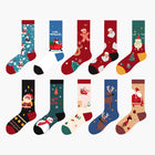 Winter and Autumn Fleece-Lined Christmas Mid-Calf Socks