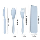 Full Color 3 Pcs Portable Wheat Straw Cutlery Set