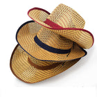 Straw Cowboy Hat Summer Beach Panama Fedora Sun Wide Brim