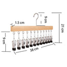 Wooden Cap Organizer Hanger With 12 Stainless Steel Clips