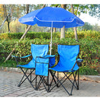2-Seater Folding Chair with Umbrella & Cooler