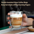 12 Oz Clear Double Glass Insulated Coffee Mug With Handle