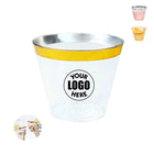 Gold And Silver Rim Transparent Plastic Party Cup