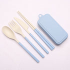 Wheat Straw Foldable Cutlery Set With Case