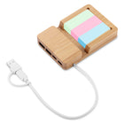 Wood Multi-Port Hub With Phone Stand & Sticky Notes