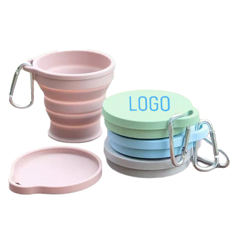 Silicone Collapsible Water Bottle with Lid & Hook