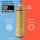 17Oz Vacuum Insulated Stainless Steel Travel Bamboo Tea Cup