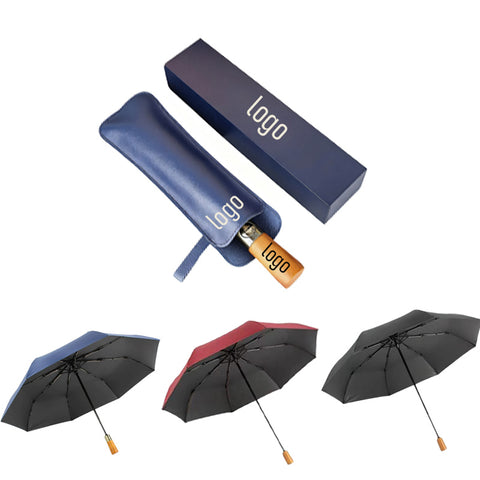 3-Fold Umbrella with 8 Ribs & Solid Wood Handle