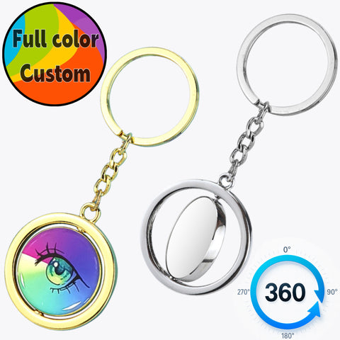 Full Color Custom Rotatable Round Keychain Stress Reliever