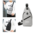 Men'S Oxford Sling Bag With Usb Charging Port