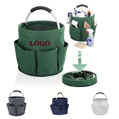Collapsible Garden Bucket Tool Bag with 6 Outer Pockets