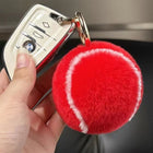 Faux Rabbit Fur Tennis Ball Keychain