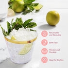 Gold And Silver Rim Transparent Plastic Party Cup