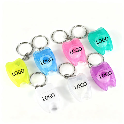 Mini Tooth Shaped Keychain Dental Floss 10m Mint Waxed