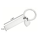 Key Tag - Silver Rectangular W/ Heart Charm