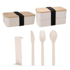 Wheat Straw Bamboo Lid Tableware Set Lunch Box