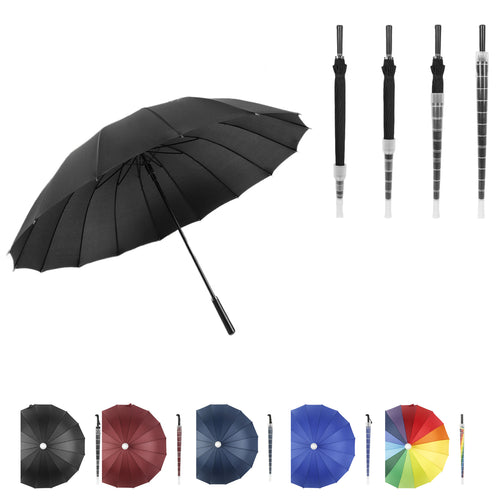 16-Rib Long-Handle Automatic Umbrella With Waterproof Case