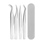 Home Portable Stainless Steel Eyelash Tweezer Clip Set Of 5