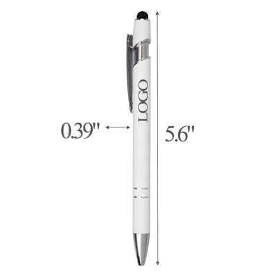 White Aluminum Push Action Ballpoint Pen with Medium Oil