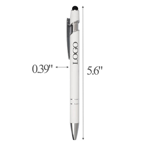 White Aluminum Push Action Ballpoint Pen with Medium Oil