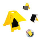 Warning Sign-Shaped Cell Phone Stand with Built-in Mirror