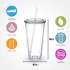 16OZ Double Layer Plastic Straw Cup