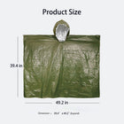 Emergency Thermal Rain Poncho With Hood Portable