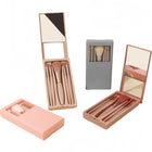 5pcs Makeup Brushes With Mirror Open Window Portable